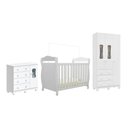 Ver imagem 3 de Quarto de Bebê Berço 3 em 1, Guarda-Roupa e Cômoda com Janelas 100% MDF Aurora Espresso Móveis Branco/Brilho