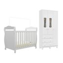 Ver imagem 3 de Quarto de Bebê com Berço 3 em 1, Guarda-Roupa 3 Portas com Janelas 100% MDF Aurora Espresso Móveis Branco/Brilho
