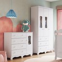 Ver imagem 1 de Quarto Infantil com Guarda Roupas 3 Portas e Cômoda com Janelas 100% MDF Lana Espresso Móveis Branco