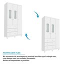 Ver imagem 5 de Quarto Infantil com Guarda Roupas 3 Portas e Cômoda com Janelas 100% MDF Lana Espresso Móveis Branco