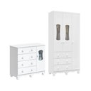 Ver imagem 3 de Quarto Infantil com Guarda Roupas 3 Portas e Cômoda com Janelas 100% MDF Lana Espresso Móveis Branco