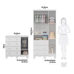 Quarto Infantil com Guarda Roupas 3 Portas e Cômoda com Janelas 100% Mdf Lana Espresso Móveis - 3