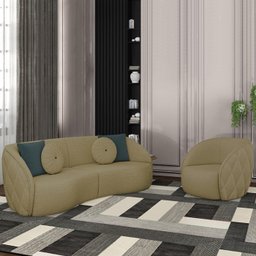 Jogo Sofa 288 cm 4 Lug E Poltrona 1 Lug Passion TCE 1025 Linho Moll - 2 Jogo Sofa 288 cm 4 Lug E Poltrona 1 Lug Passion TCE 1025 Linho Moll - 2