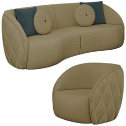 Jogo Sofa 288 cm 4 Lug E Poltrona 1 Lug Passion TCE 1025 Linho Moll - 1 Jogo Sofa 288 cm 4 Lug E Poltrona 1 Lug Passion TCE 1025 Linho Moll - 1