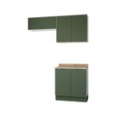 Ver imagem 2 de Lavanderia Modulada 3 Peças 2 Armários Aéreos 4 Portas 1 Balcão Ipanema CabeCasa MadeiraOriginals Verde/Folha