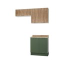 Ver imagem 2 de Lavanderia Modulada 3 Peças 2 Armários Aéreos 4 Portas 1 Balcão Ipanema CabeCasa MadeiraOriginals Verde/Folha/Acácia