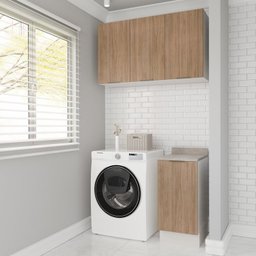 Lavanderia Modulada 2 Peças 1 Armário Aéreo 3 Portas 1 Balcão Ipanema Cabecasa Madeiramadeira - 1