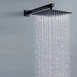 Ducha Chuveiro Gás Solar Quadrada Slim 25x25 com Braço de Parede Preto Fosco Black Matte Metal Premi - 3