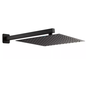 Ducha Chuveiro Gás Solar Quadrada Slim 25x25 com Braço de Parede Preto Fosco Black Matte Metal Premi