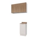 Ver imagem 2 de Lavanderia Modulada 2 Peças 1 Armário Aéreo 3 Portas 1 Balcão Ipanema CabeCasa MadeiraOriginals Marrom/Branco/Acácia