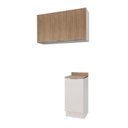 Ver imagem 2 de Lavanderia Planejada 2 Peças 1 Armário Aéreo 3 Portas 1 Balcão Ipanema CabeCasa MadeiraOriginals Marrom/Branco/Acácia