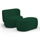 Ver imagem 1 de Namoradeira com Puff Molly 2 Lugares Verde Bouclê Desk Design