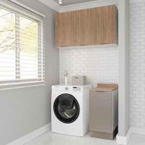 Lavanderia Modulada 2 Peças 1 Armário Aéreo 3 Portas 1 Balcão Ipanema CabeCasa MadeiraMadeira