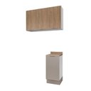 Ver imagem 2 de Lavanderia Planejada 2 Peças 1 Armário Aéreo 3 Portas 1 Balcão Ipanema CabeCasa MadeiraOriginals Marrom/Fendi/Acácia