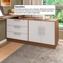 Ver mais imagens de Escrivaninha em L com 2 Portas e 3 Gavetas Multimóveis Crrui-ESC005 Madeirado/Branco
