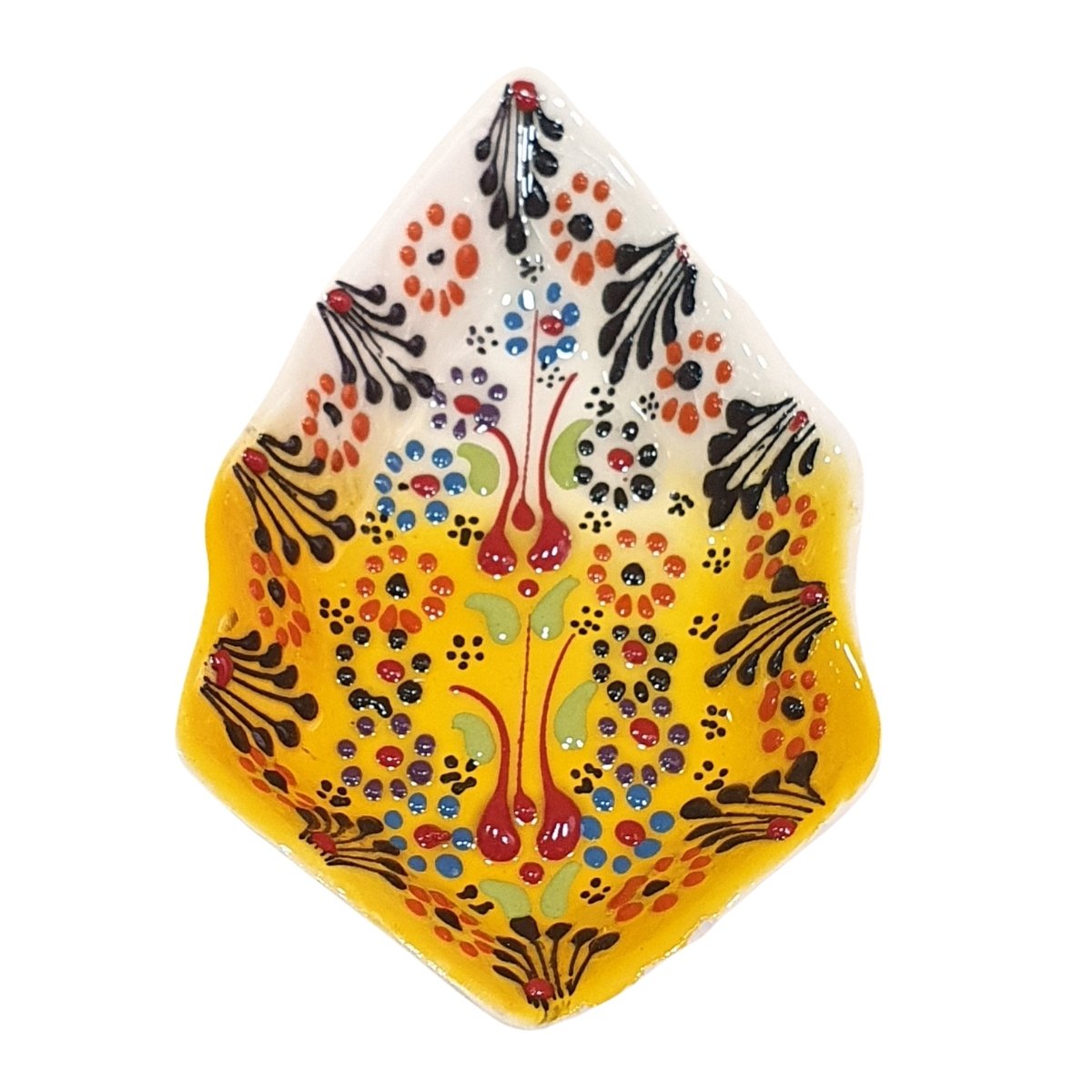 Mini Petisqueira Turca Pintada de Cerâmica Balão Amarelo 14cm