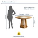 Ver imagem 3 de Conjunto Sala de Jantar 4 Lugares Redonda com Prato Giratório Mesa e Cadeira Flora Marrom/Cinamomo/Off White/Linho Bege