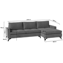 Ver imagem 4 de Sofá 3 Lugares Living Fixo Viena com Chaise 2,40m em Linho:cinza Pérola