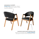 Ver imagem 4 de Cadeira de Jantar Estofada em Madeira Maciça e Courino Hibisco