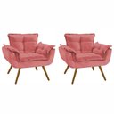Ver imagem 1 de Conjunto 2 Poltronas Decorativas Para Sala Opala Pés Palito Suede Rosa Moraes Decor