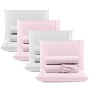Ver imagem 1 de Kit C/ 4 Jogos Cama Lençol Unique Casal Padrão Micro Percal 400 Fios Ponto Palito 4 Peças - Rosa + B