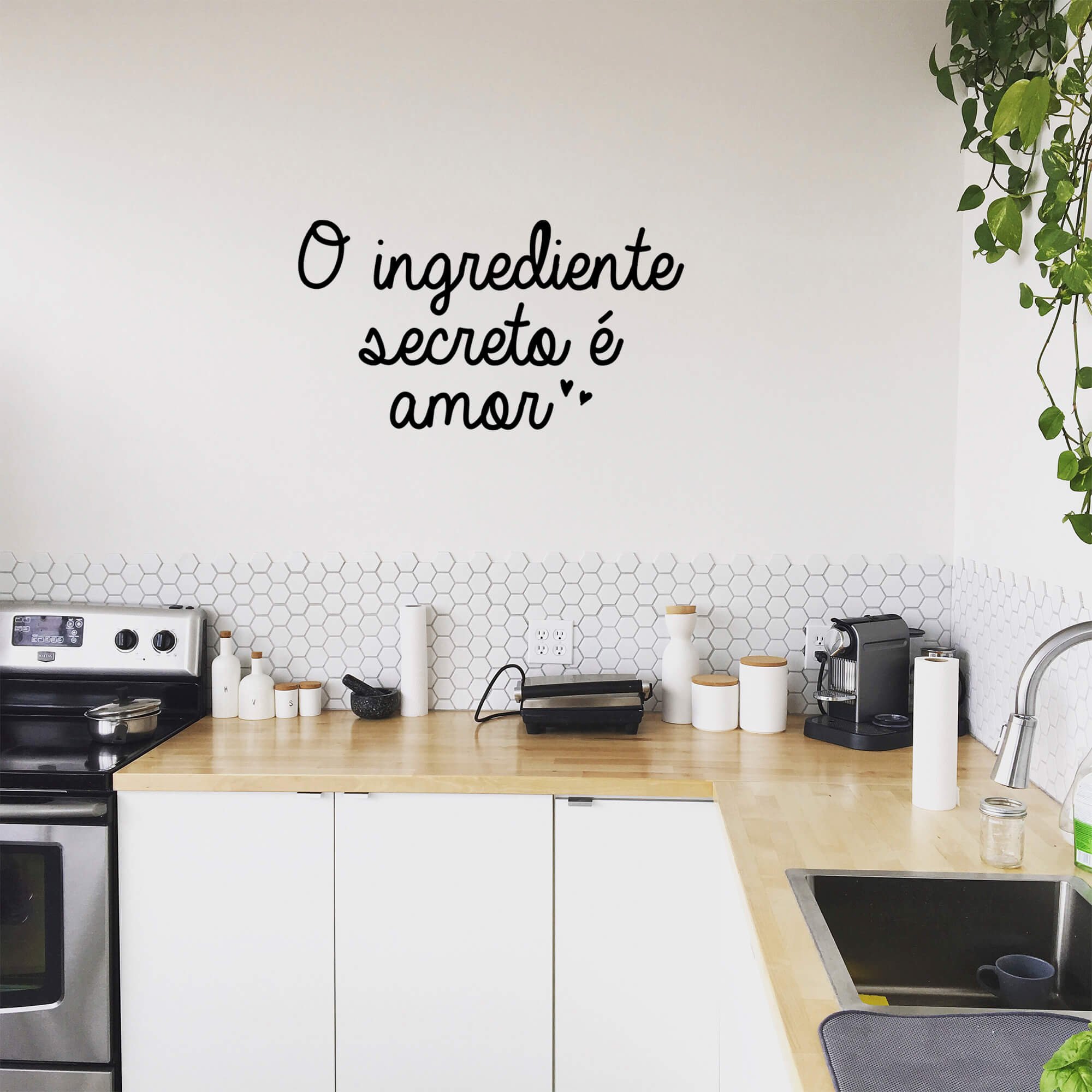 Adesivo Decorativo Frase O Ingrediente Secreto é Amor Decoração Cozinha Padaria Restaurante Kanto St - 3