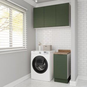 Lavanderia Modulada 2 Peças 1 Armário Aéreo 3 Portas 1 Balcão Ipanema CabeCasa MadeiraOriginals