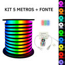 Ver imagem 1 de Kit Mangueira Fita Led Neon Flex Rgb 220v 5 Metros + Fonte