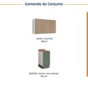 Ver imagem 4 de Lavanderia Modulada 2 Peças 1 Armário Aéreo 3 Portas 1 Balcão Ipanema CabeCasa MadeiraOriginals Verde/Folha/Acácia