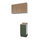 Ver imagem 2 de Lavanderia Modulada 2 Peças 1 Armário Aéreo 3 Portas 1 Balcão Ipanema CabeCasa MadeiraOriginals Verde/Folha/Acácia