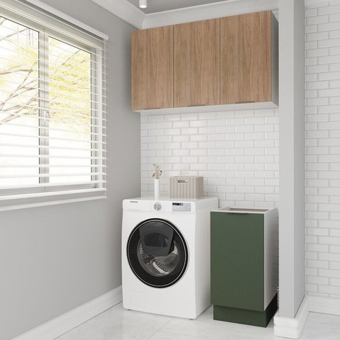 Lavanderia Modulada 2 Peças sem Tampo com Rodapé Ipanema CabeCasa MadeiraOriginals Verde/Folha/Acácia