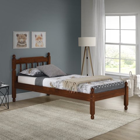 Cama Solteiro em Madeira Maciça Mv Outlet Mogno