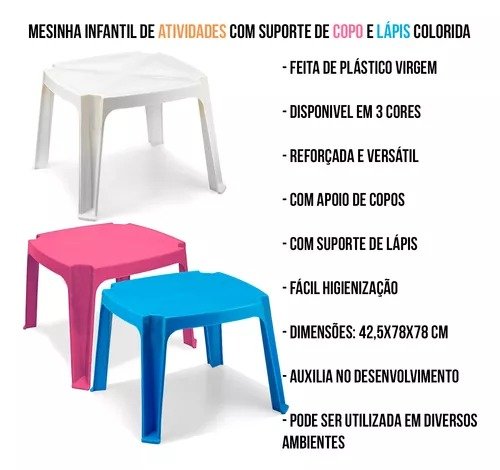 Conjunto de Mesa e 2 Cadeiras Infantil Americana Colorida - 2