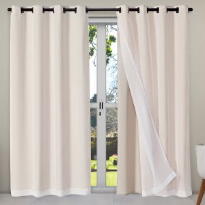 Cortina Classic 2,80m X 2,30m para Sala Quarto Janela Cozinha Decorativa Varão Simples Cáqui