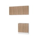 Ver imagem 2 de Conjunto Lavanderia Modulada 3 Peças sem Tampo com Rodapé Ipanema CabeCasa MadeiraOriginals Madeiramadeira Marrom/Acácia