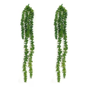 2 Pendentes de Suculenta Artificial Jardim Vertical Verde