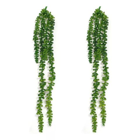 2 Pendentes de Suculenta Artificial Jardim Vertical Verde