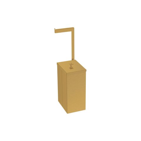 Lixeira Aço Inox Luz Slim 5,5 Litros com Suporte Papel Higiênico Gold Matte Tramontina
