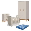Ver imagem 1 de Quarto de Bebê 3 Portas com Cômoda Gaveteiro Flip e Berço Americano Danny Areia Acetinado com