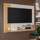 Ver imagem 1 de Painel Para TV Sala Quarto 50 Polegadas 135cm Branco Off White Nature Com Prateleiras Home Dunas