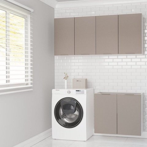 Conjunto Lavanderia Modulada 3 Peças sem Tampo sem Rodapé Ipanema CabeCasa MadeiraOriginals Madeiramadeira Marrom/Fendi Trama