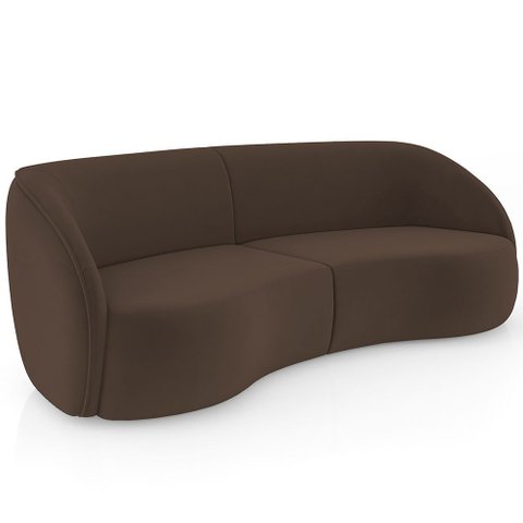 Sofá 4 Lugares para Sala Living Orgânico 240cm Eron M03 Veludo Marrom - Lyam Decor