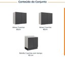 Ver imagem 4 de Lavanderia Modulada 3 Peças 2 Armários Aéreos 1 Balcão 2 Portas Ipanema CabeCasa MadeiraOriginals Cinza/Grafite Trama