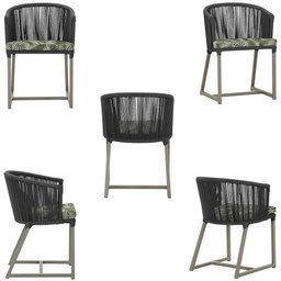 4 Cadeiras de Jantar Área Noronha em Alumínio com Pintura Fendi Corda Náutica E5 Trama Original - 5