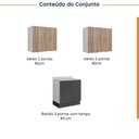 Ver imagem 4 de Lavanderia Modulada 3 Peças 2 Armários Aéreos 1 Balcão 2 Portas Ipanema CabeCasa MadeiraOriginals Cinza/Grafite Trama/Acácia