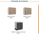 Ver imagem 4 de Lavanderia Modulada 3 Peças 2 Armários Aéreos 1 Balcão 2 Portas Ipanema CabeCasa MadeiraOriginals