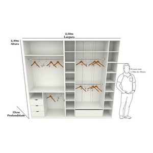 Kit Closet Loja Armário Colmeia Cabideiro M40 100% Mdf - Branco