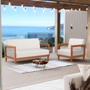 Ver mais imagens de Kit Poltrona e Sofá Varanda Samoa Madeira Maciça com Cordas Náutica Linho Natural - Desk Design