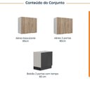 Ver imagem 4 de Conjunto Lavanderia Modulada 3 Peças sem Tampo com Rodapé Ipanema CabeCasa MadeiraOriginals Madeiramadeira Cinza/Grafite Trama/Acácia