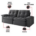 Ver imagem 5 de Sofá 4 Lugares Retrátil Bolívia 270 cm Veludo Grafite Pés Tabaco - D'Rossi DRossi